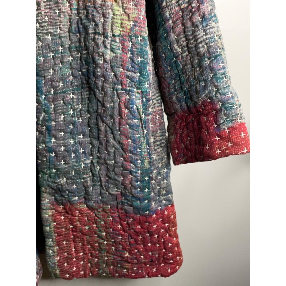 Anthropologie Neeru Kumar Stitched Sharona Quilted Blanket Kimono Jacket Size L - Picture 6 of 9